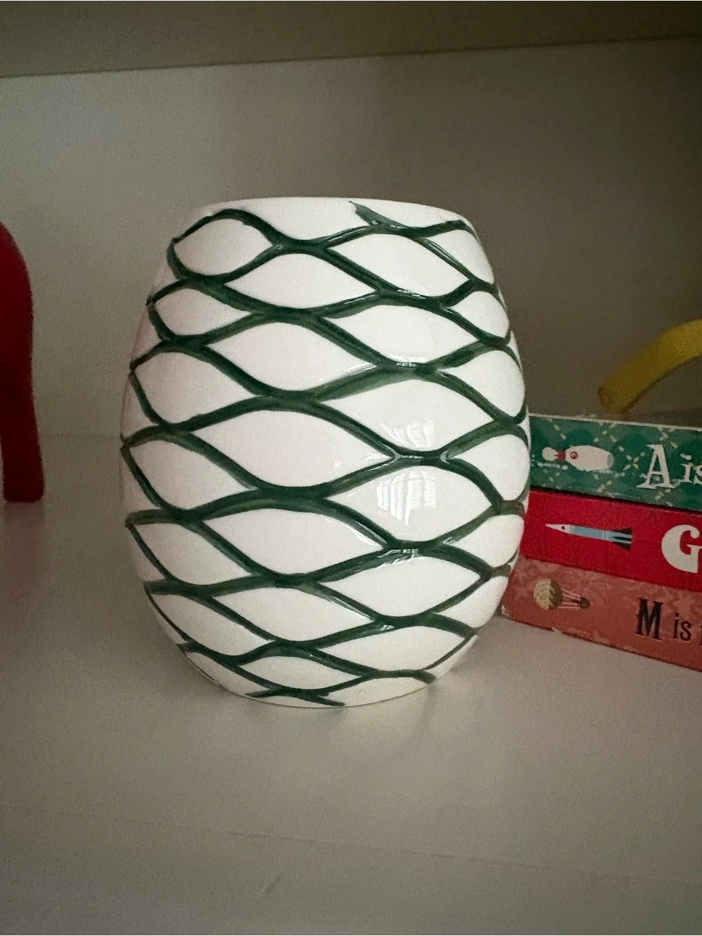 Patron Tequila White Ceramic green beehive Cup with Green Lattice and Bee Emblem